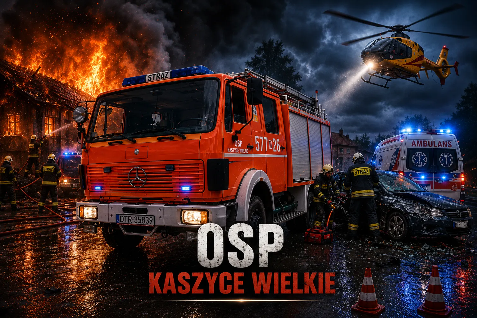 Pożar samochodu za miejscowością Kaszyce Wielkie